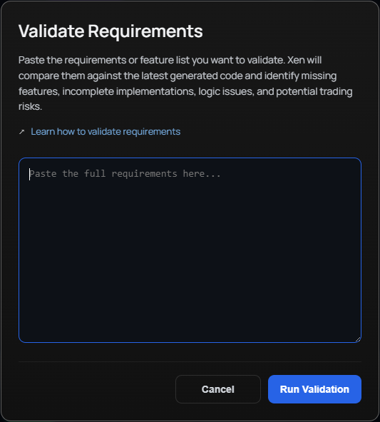 Requirements Validation Window